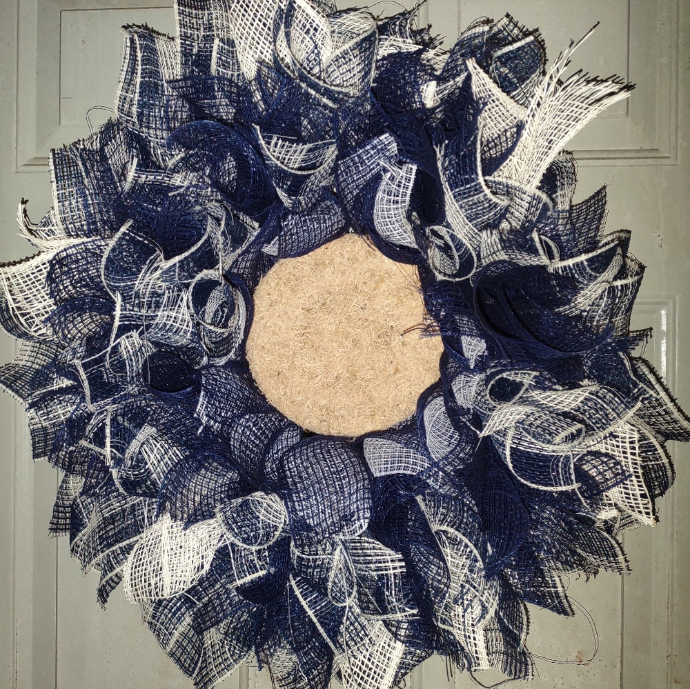 Navy blue and white wreath